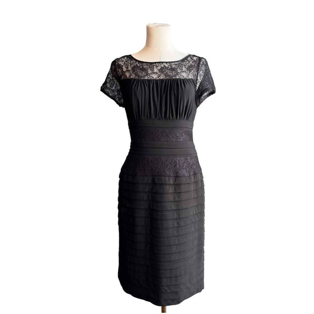 Adrianna Papell Elegant Black Midi Dress